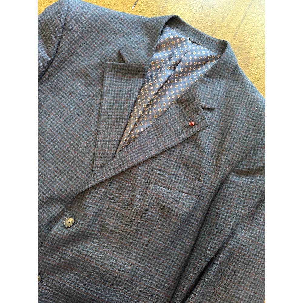 Oak Hill Blazer Mens 2XL Blue Plaid Geometric Lining Sport Coat Big Tall